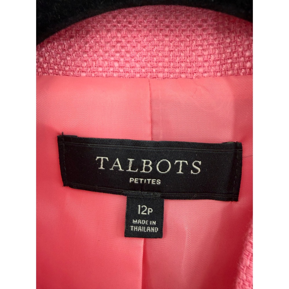Talbots Blazer Women 12P Pink Textured Open Front Basketweave Career Barbiecore - Picture 2 of 12